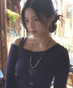 Bohemian Vintage Butterfly Long Necklace for Women - Ethnic Retro Chinese Style Clavicle Chain, Perfect for Y2K and Festival Fashion