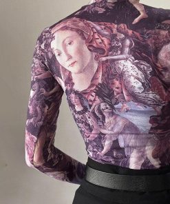 Bra Aesthetic Outfits, Messy Aesthetic Outfit - Y2K Angel Graphic Mesh Top