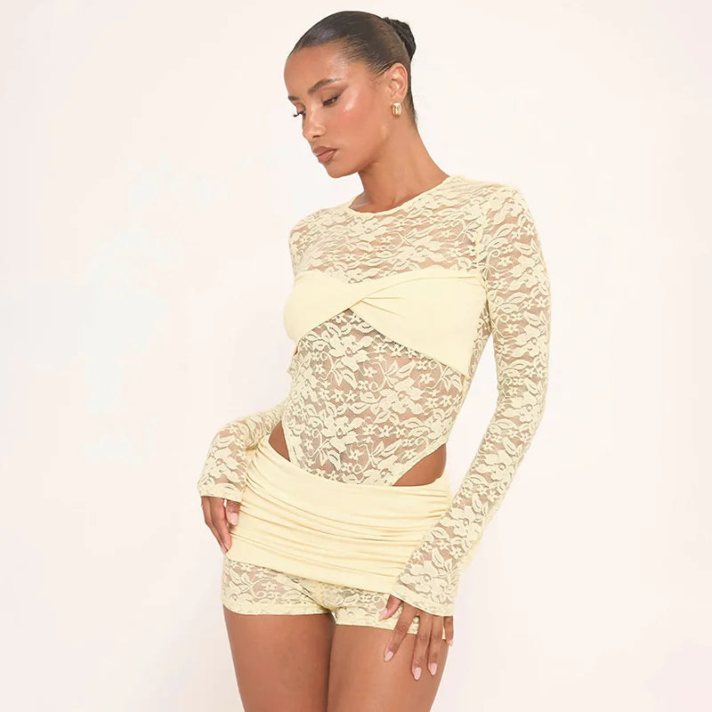 Bra Aesthetic Outfits, University Outfit Ideas Casual Simple - Lace Top & Bodysuit Two Piece Set Bra Aesthetic Outfits, University Outfit Ideas Casual Simple - Lace Top & Bodysuit Two Piece Set