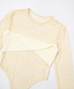 Bra Aesthetic Outfits, University Outfit Ideas Casual Simple - Lace Top & Bodysuit Two Piece Set