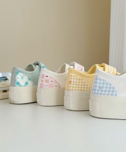 Breathable Canvas Sneakers for Women - Thick-Soled White Velcro Shoes for Summer 2025, Versatile Student Footwear