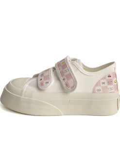 Breathable Canvas Sneakers for Women - Thick-Soled White Velcro Shoes for Summer 2025, Versatile Student Footwear