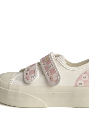 Breathable Canvas Sneakers for Women - Thick-Soled White Velcro Shoes for Summer 2025, Versatile Student Footwear