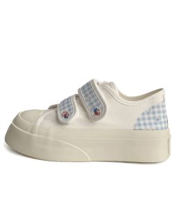 Breathable Canvas Sneakers for Women - Thick-Soled White Velcro Shoes for Summer 2025, Versatile Student Footwear