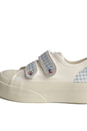 Breathable Canvas Sneakers for Women - Thick-Soled White Velcro Shoes for Summer 2025, Versatile Student Footwear