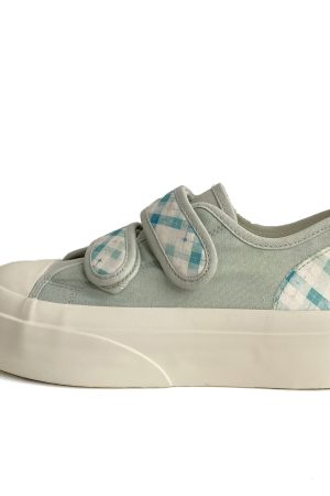 Breathable Canvas Sneakers for Women - Thick-Soled White Velcro Shoes for Summer 2025, Versatile Student Footwear