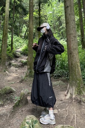 Breathable Casual Half Skirt for Summer - Trendy Japanese Style, Sun Protection, Versatile Drawstring Long Work Skirt