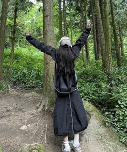 Breathable Casual Half Skirt for Summer - Trendy Japanese Style, Sun Protection, Versatile Drawstring Long Work Skirt