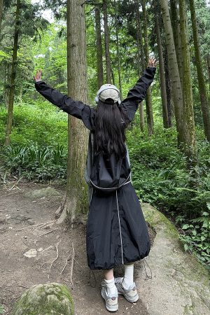 Breathable Casual Half Skirt for Summer - Trendy Japanese Style, Sun Protection, Versatile Drawstring Long Work Skirt