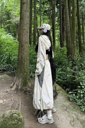 Breathable Casual Half Skirt for Summer - Trendy Japanese Style, Sun Protection, Versatile Drawstring Long Work Skirt