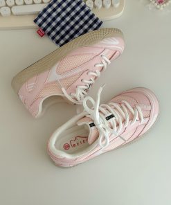 Breathable Mesh Training Shoes for Women - 2025 Summer Thick-Soled Versatile White Sneakers for Fitness and Everyday Wear