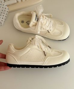 Breathable Thick-Soled White Training Shoes for Women - 2025 Summer Versatile Sneakers for Students, Stylish Comfort Footwear