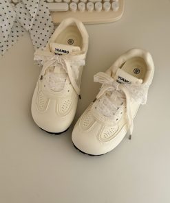 Breathable Thick-Soled White Training Shoes for Women - 2025 Summer Versatile Sneakers for Students, Stylish Comfort Footwear