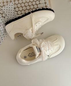 Breathable Thick-Soled White Training Shoes for Women - 2025 Summer Versatile Sneakers for Students, Stylish Comfort Footwear