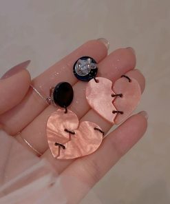 Broken Heart Earrings for Women - Exaggerated Dark Sweet Style, Contrasting Colors, Fun Ear Clips, Unique Fashion Accessories