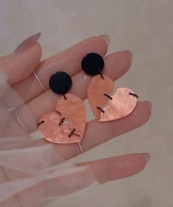 Broken Heart Earrings for Women - Exaggerated Dark Sweet Style, Contrasting Colors, Fun Ear Clips, Unique Fashion Accessories