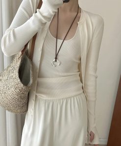 Brown Leather Necklace for Women with Silver Pendant - Light Luxury Autumn Winter Sweater Chain, 2025 Trendy Fashion Accessory