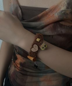 Brown Plush Cat Necklace Choker - Trendy Clavicle Chain for Girls, Cute Sweet Accessory, Perfect for Sweater Looks