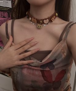Brown Plush Cat Necklace Choker - Trendy Clavicle Chain for Girls, Cute Sweet Accessory, Perfect for Sweater Looks
