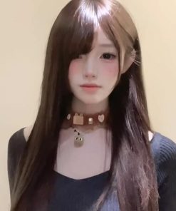 Brown Plush Cat Necklace Choker - Trendy Clavicle Chain for Girls, Cute Sweet Accessory, Perfect for Sweater Looks