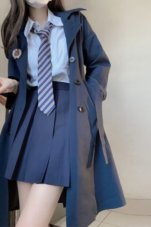 Brown Trench Coat for Women - 2025 Autumn JK Uniform Mid-Length Short Coat for Petite Sizes, Cute Pudding Bear Design