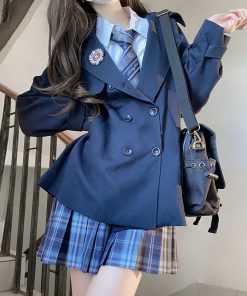 Brown Trench Coat for Women - 2025 Autumn JK Uniform Mid-Length Short Coat for Petite Sizes, Cute Pudding Bear Design