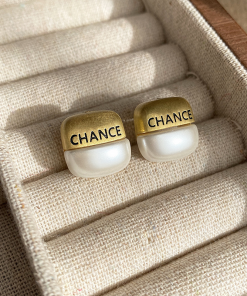 Brushed Metal Geometric Letter Stud Earrings for Women - High-End Versatile Gold Earrings for 2025 Fashion Trends