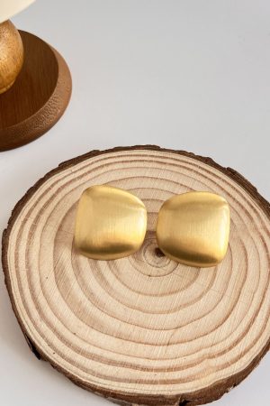 Brushed Square Irregular Earrings for Women - High-End Exaggerated Niche Style Jewelry for Fashion Lovers