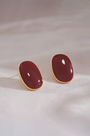 Burgundy French Angora Stud Earrings - Unique Niche Design, Atmospheric Style for 2025