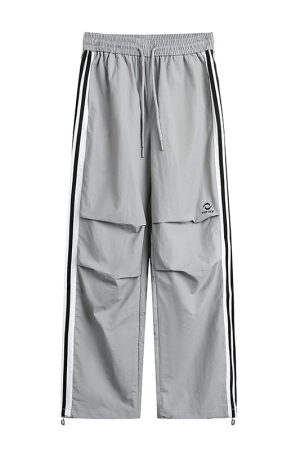 Burgundy Striped Work Pants for Women - Summer Thin Trendy Street Dance Pants, Jazz Dance Sports Trousers, Y2K Style
