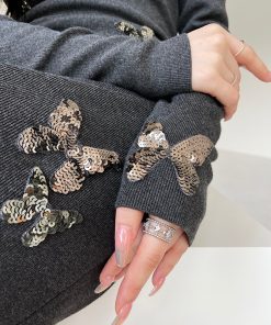 Butterfly Dream Embroidered Fitted Mermaid Knit Dress - French Style Slimming Evening Gown with Long Skirt, Elegant Night Out Fashion