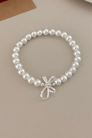 Butterfly Knot Imitation Pearl Bracelet for Girls - 2025 Light Luxury Exquisite Wristband, Trendy Best Friend Accessory