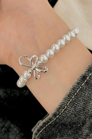 Butterfly Knot Imitation Pearl Bracelet for Girls - 2025 Light Luxury Exquisite Wristband, Trendy Best Friend Accessory