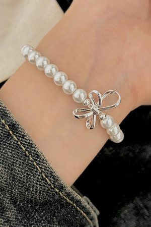 Butterfly Knot Imitation Pearl Bracelet for Girls - 2025 Light Luxury Exquisite Wristband, Trendy Best Friend Accessory