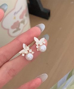 Butterfly Pearl Stud Earrings for Women - Gentle, Cute, and Exquisite Design - Versatile High-End Fashion Jewelry