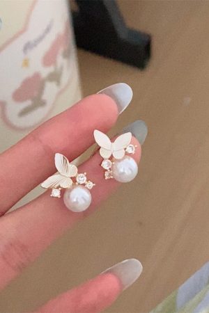 Butterfly Pearl Stud Earrings for Women - Gentle, Cute, and Exquisite Design - Versatile High-End Fashion Jewelry