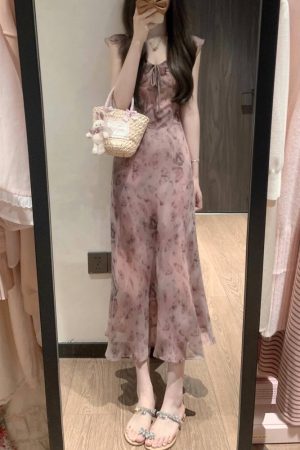 Butterfly Print Ruffled Hem Dress for Women - Waist-Cinching, Stylish Vacation Long Dress, Summer 2025 Trendy Look