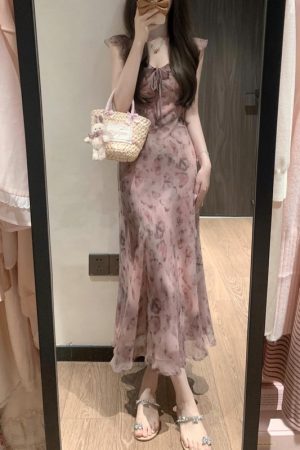 Butterfly Print Ruffled Hem Dress for Women - Waist-Cinching, Stylish Vacation Long Dress, Summer 2025 Trendy Look