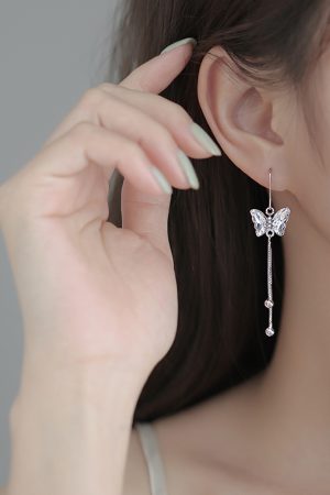 Butterfly Tassel Earrings for Women - Niche Design, High-End Style, Ear Hooks & Studs, Trendy 2025 Accessories