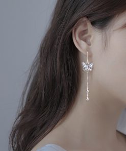 Butterfly Tassel Earrings for Women - Niche Design, High-End Style, Ear Hooks & Studs, Trendy 2025 Accessories
