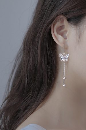 Butterfly Tassel Earrings for Women - Niche Design, High-End Style, Ear Hooks & Studs, Trendy 2025 Accessories