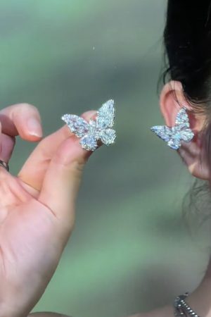 Butterfly Zircon Ear Cuffs for Women, French-Style Elegant Ear Clips, No Piercing Minimalist Accessories