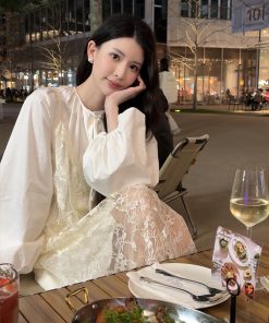 Button-Up Artist Lantern Sleeve Shirt Dress for Women, Loose Fit & Slimming Design, Spring 2025 Fashion