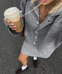 Button Up Shirt Outfit Aesthetic, Pretty Outfits Fancy - Preppy Knitted Cardigan & Mini Skirt Two Piece Set