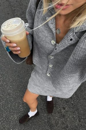 Button Up Shirt Outfit Aesthetic, Pretty Outfits Fancy - Preppy Knitted Cardigan & Mini Skirt Two Piece Set