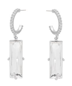 C-Shaped Floating Zircon Ear Hoops - Sparkling High-End French Style Gemstone Earrings in 925 Silver