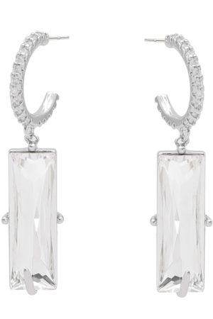 C-Shaped Floating Zircon Ear Hoops - Sparkling High-End French Style Gemstone Earrings in 925 Silver