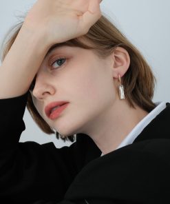 C-Shaped Floating Zircon Ear Hoops - Sparkling High-End French Style Gemstone Earrings in 925 Silver