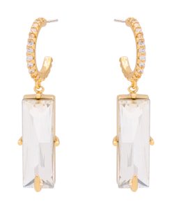 C-Shaped Floating Zircon Ear Hoops - Sparkling High-End French Style Gemstone Earrings in 925 Silver