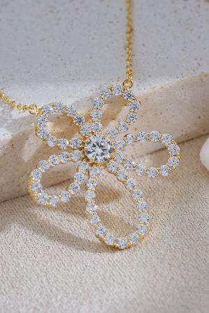 Camellia Flower Necklace for Women, Diamond-Encrusted Pendant, Long Clavicle Chain, Super Fairy Design, Versatile Floral Jewelry
